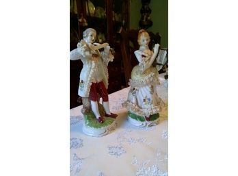 Collectibles - Pair Of Porcelain Musical Figurines - 9'H