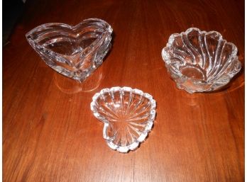 Set Of 3 Small Glass Serving Dishes Or Can Be Used For Candles