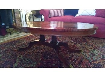 Beautiful Mahogany Golden In-lay Oval Cocktail Table