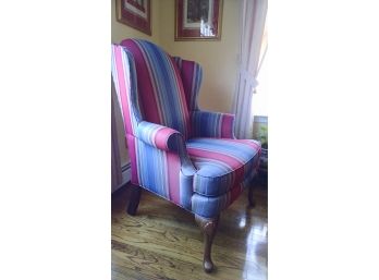 2 Of 2 - Winged Back Chair By Sherrill - Repeat Stripe