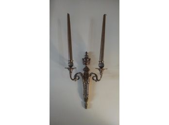 Pair Of Brass Sconces W/candles - 23' X 10'