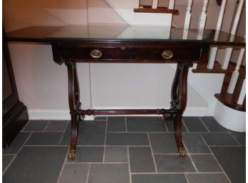 Stunning Antique Hall Table With Folding Sides And 1 Drawer