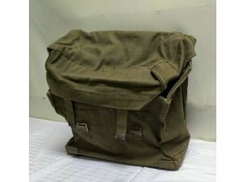 Vintage Military Army Backpack With Camo Net And Flag