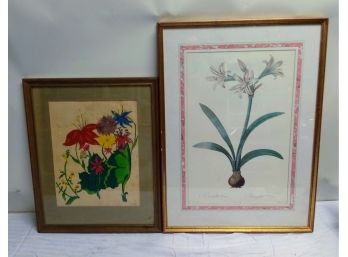 Two Floral Framed Art Pieces