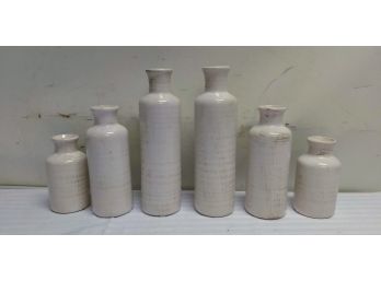 Six Crackle Ceramic Jar Vases