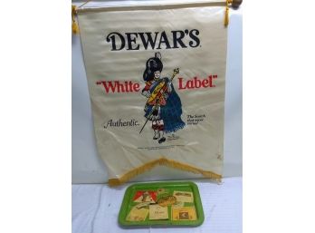 Dewar's White Label Adverting Flag & Green Tray