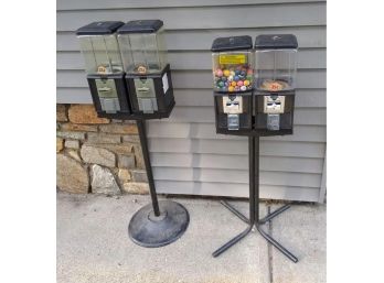 Two Sets Of Vending Gumball Machines With Keys