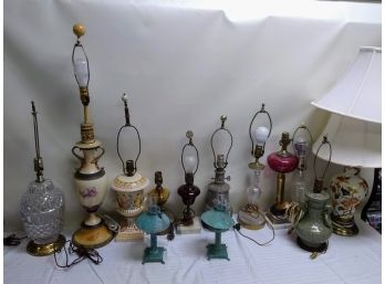 Large Group Of 13 Mixed Lamps