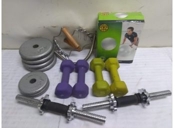 Group Of Exercise Equipment Weights