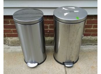 Two Aluminum Garbage Cans
