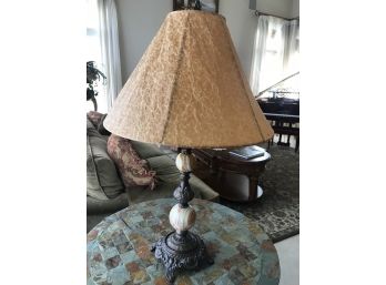 Antique Brass And Marble Table Lamp