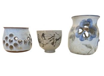 Three Pieces Of Stoneware Pottery