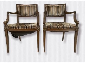 Pair Of Mid Century Wormed Wood Arm Chairs