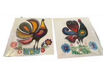 Two Vintage Papercuts By Wycinanka Towickal 9.5' X 9.5'