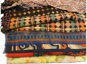 Collection Of Pretty Poly And Rayon Scarves (C)