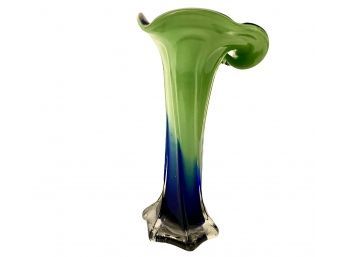 Vintage Blue And Green Glass Vase