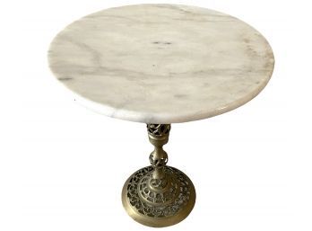 Antique Marble And Brass Side Table 15' X 9' 17'