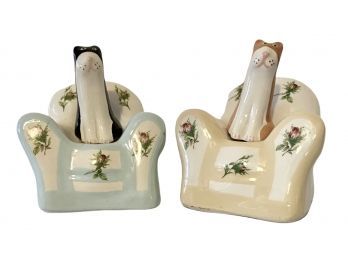 Two Sets Of Vintage Frizzell Cat Salt And Pepper Shakers