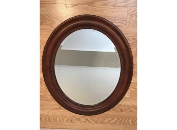 Pottery Barn Heavy-wood Oval Mirror With Beveled Glass - Wire Hanger 26'L X 29.5'H