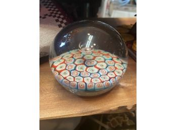 Large Hand Blown Glass Millifiore Paperweight