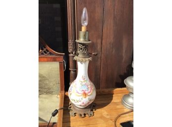 Victorian Floral Table Lamp With Bronze Base