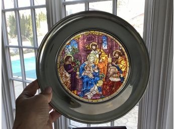 The Magi, 1981 Stained Glass Christmas Plate From St Pauls Of San Francisco, Pewter Rim