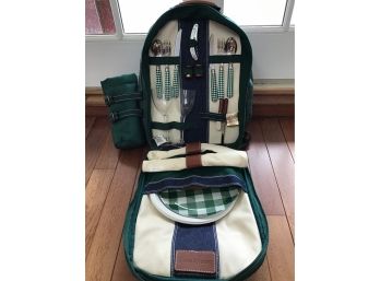 Brookstone Insulated Picnic Backpack With Removable Wine Holder