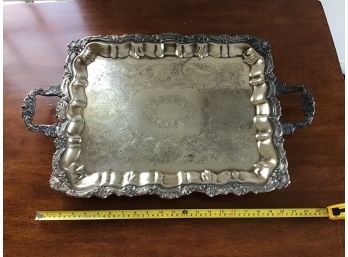 Pretty And Large Ornate Silverplated Tray, Unmarked - 24 X 14