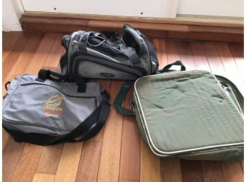 2 Duffel Bags And Picnic Seat Bag