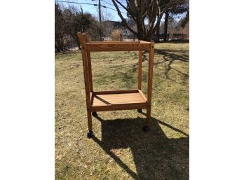 Small Oak Cart On Wheels