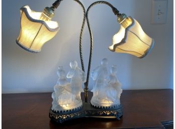 Beautiful Lamp With Frosted Figurines That Light