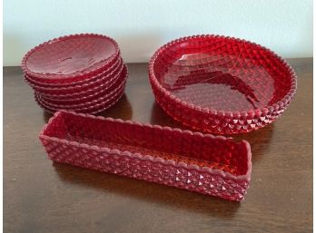 Red Beaded Glass Lot