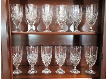 Set Of 12 Waterford Cut Crystal Water Goblets