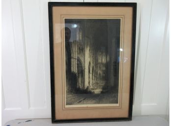 James Alphege Brewer, British (1882-1938) Large Antique Etching Westminster Abbey