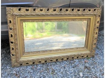 Large Antique Beveled Glass And Gilded Gesso Mirror