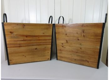 Pair Of Pine And Metal Carrying Boxes