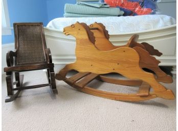 Vintage Rocking Horse And Child's Rocking Chair