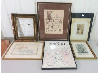 Group Of Frames, Prints, Needlework