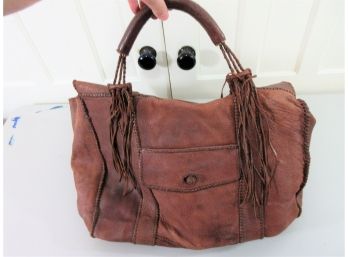 Vintage Handmade Mexican Leather Satchel Bag