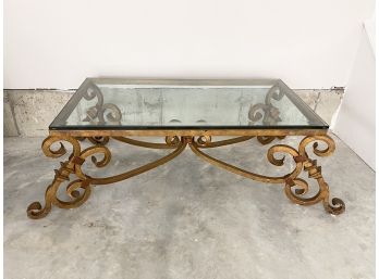 Wrought Iron Scroll Coffee Table W Thick Glass Top