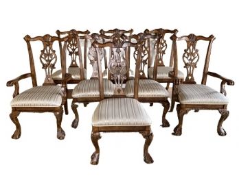 Chippendale Style Ball & Claw Dining Chairs - A Set Of 8 ( Like New!)