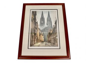 Luigi Kasimir (German, 1881–1962) 'Cathedral In Cologne Germany' Colored Etching