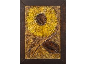 Textured Sunflower Art On Board By Fredrick Barrin