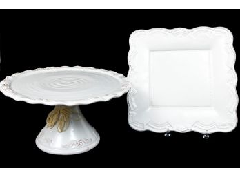 Ceramic Cake Stand And Platter