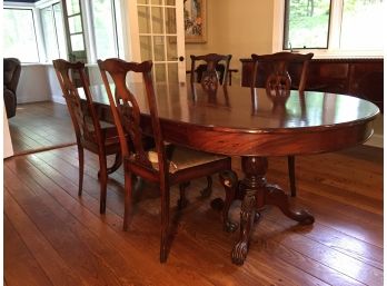Antique Mahogany Double Pedestal Chippendale Dining Table