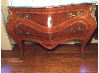Antique Marble Top Bombe Chest Console Table
