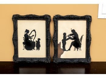 Sweet Pair Of Signed Silhouette Portraits