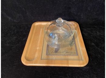 Cheese Board With Glass Cloche And Bowl