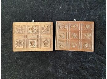 Two Wooden Butter Presses Or Trivets