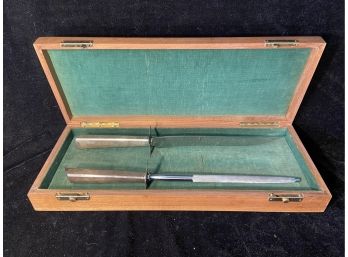 Sterling Silver Handle Carving Knife And Sharpening Steel In Hard Wooden Storage Case